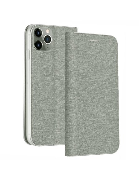 CUSTODIA per APPLE IPHONE 11 PRO MAX (6.5') - FLIP ORIZZONTALE CON CHIUSURA MAGNETICA INVISIBILE, INTERNO IN TPU GRIGIO BORDO SI