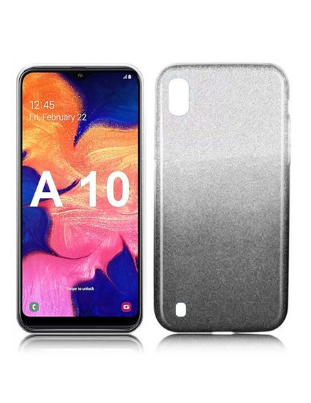 CUSTODIA per SAMSUNG GALAXY A10 (SM-A105) IN GEL TPU SILICONE COLORE NERO SFUMATO CON BRILLANTINI