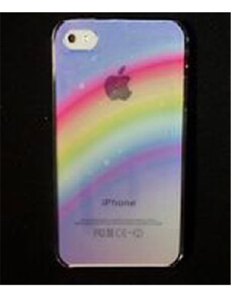 CUSTODIA per APPLE IPHONE 4, IPHONE 4S - BACK RIGIDA TRASPARENTE CON FANTASIA ARCOBALENO