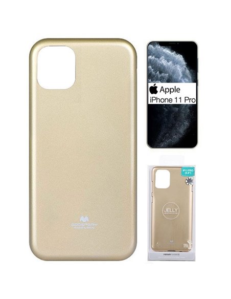 CUSTODIA per APPLE IPHONE 11 PRO (5.8')  IN GEL TPU SILICONE COLORE ORO LUCIDO CON GLITTER ALTA QUALITA' MERCURY BLISTER