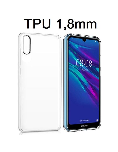 CUSTODIA per HUAWEI Y6 2019, Y6 PRIME 2019, HONOR PLAY 8A IN GEL TPU SILICONE 1,8mm TRASPARENTE