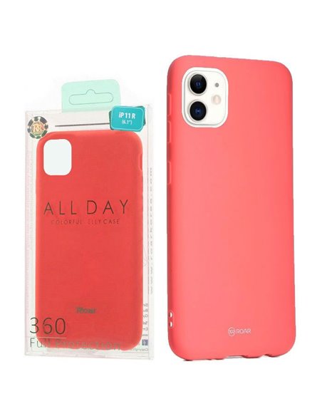 CUSTODIA per APPLE IPHONE 11 (6.1') IN GEL TPU SILICONE COLORE ROSA PESCA ALTA QUALITA' ROAR COLORFUL BLISTER