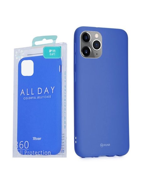 CUSTODIA per APPLE IPHONE 11 PRO (5.8') IN GEL TPU SILICONE COLORE BLU ALTA QUALITA' ROAR COLORFUL BLISTER