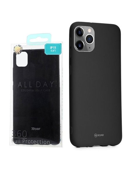 CUSTODIA per APPLE IPHONE 11 PRO (5.8') IN GEL TPU SILICONE COLORE NERO ALTA QUALITA' ROAR COLORFUL BLISTER