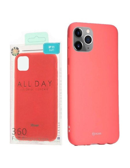 CUSTODIA per APPLE IPHONE 11 PRO (5.8') IN GEL TPU SILICONE COLORE ROSA PESCA ALTA QUALITA' ROAR COLORFUL BLISTER