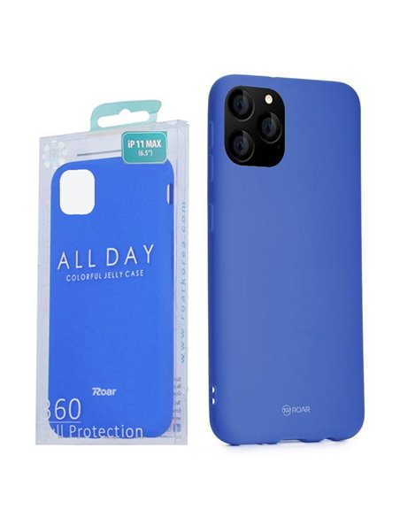 CUSTODIA per APPLE IPHONE 11 PRO MAX (6.5') IN GEL TPU SILICONE COLORE BLU ALTA QUALITA' ROAR COLORFUL BLISTER