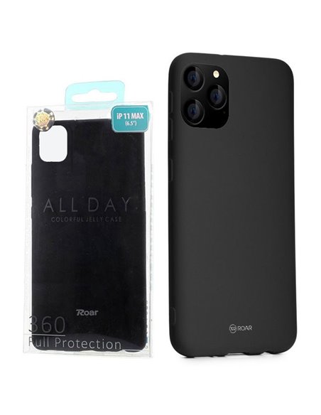 CUSTODIA per APPLE IPHONE 11 PRO MAX (6.5') IN GEL TPU SILICONE COLORE NERO ALTA QUALITA' ROAR COLORFUL BLISTER