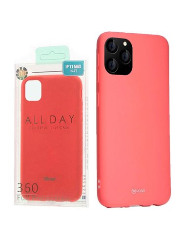 CUSTODIA per APPLE IPHONE 11 PRO MAX (6.5') IN GEL TPU SILICONE COLORE ROSA PESCA ALTA QUALITA' ROAR COLORFUL BLISTER