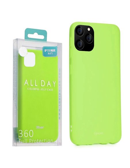 CUSTODIA per APPLE IPHONE 11 PRO MAX (6.5') IN GEL TPU SILICONE COLORE VERDE ALTA QUALITA' ROAR COLORFUL BLISTER