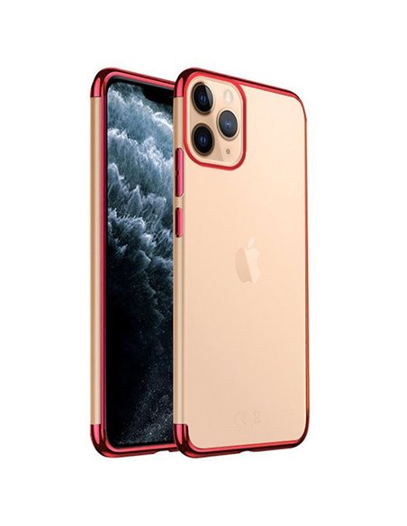 CUSTODIA per APPLE IPHONE 11 PRO MAX (6.5') IN GEL TPU SILICONE TRASPARENTE CON CORNICE COLORE ROSSO