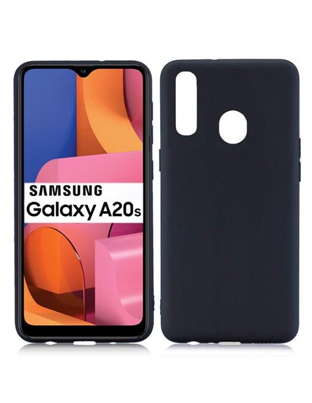 CUSTODIA per SAMSUNG GALAXY A20s (SM-A207F) IN GEL TPU SILICONE SLIM COLORE NERO SATINATO