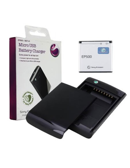 CARICABATTERIE DA TAVOLO EP900 + BATTERIA ORIGINALE BST-41 SONY-ERICSSON per VIVAZ, XPERIA MINI BLISTER