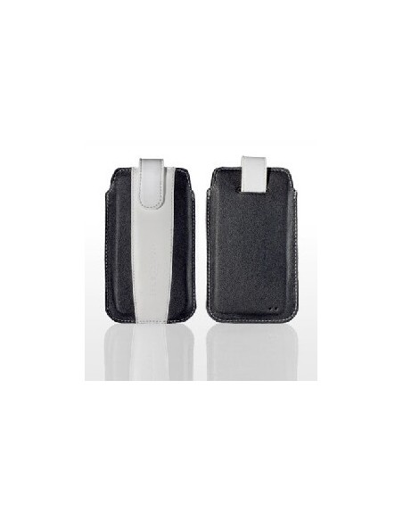 CUSTODIA A SACCHETTO IN PELLE per SAMSUNG N7000 NOTE, I9220 E MODELLI SIMILARI COLORE NERO E BIANCO MODELLO ROGER