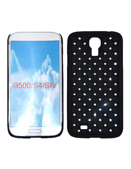 CUSTODIA RIGIDA CON BRILLANTINI per SAMSUNG I9500 GALAXY S4, I9505, I9502 COLORE NERO