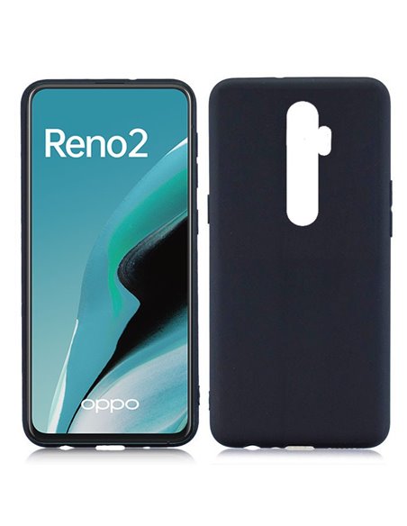 CUSTODIA per OPPO RENO 2 (6.55') - IN GEL TPU SILICONE SLIM COLORE NERO SATINATO