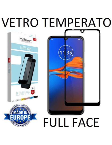 PELLICOLA per MOTOROLA MOTO E6 PLUS, MOTO E6s, E6s (2020), E6i, LENOVO K10 - VETRO TEMPERATO FULL FACE 9H 0,33mm CORNICE NERA