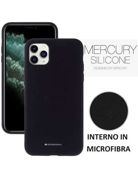 CUSTODIA per APPLE IPHONE 11 PRO MAX (6.5') IN SILICONE CON INTERNO IN MICROFIBRA COLORE NERO ALTA QUALITA' MERCURY BLISTER