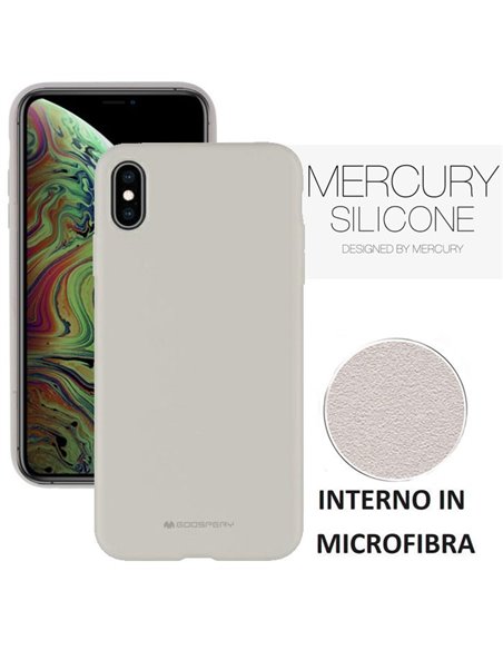 CUSTODIA per APPLE IPHONE X, IPHONE XS (5.8') IN SILICONE SOFT TOUCH CON INTERNO IN MICROFIBRA GRIGIO ALTA QUALITA' MERCURY