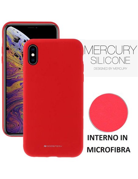 CUSTODIA per APPLE IPHONE XS MAX (6.5') IN SILICONE SOFT TOUCH CON INTERNO IN MICROFIBRA ROSSO ALTA QUALITA' MERCURY