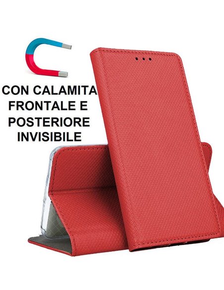 CUSTODIA per LG K20 (2019), K20 DUAL SIM (2019) - FLIP ORIZZONTALE con CHIUSURA MAGNETICA INVISIBILE, INTERNO IN TPU E STAND ROS