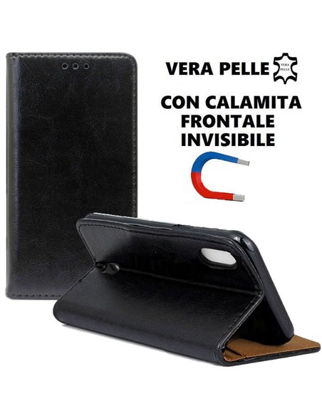 CUSTODIA per LG K20 (2019), K20 DUAL SIM (2019) - FLIP ORIZZONTALE VERA PELLE CON CHIUSURA MAGNETICA INVISIBILE E INTERNO IN TPU