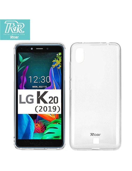 CUSTODIA per LG K20 (2019), K20 DUAL SIM (2019) IN GEL TPU SILICONE TRASPARENTE ALTA QUALITA' ROAR COLORFUL BLISTER