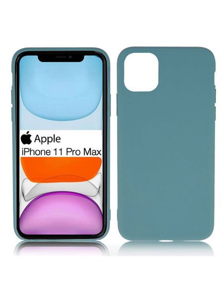 CUSTODIA per APPLE IPHONE 11 PRO MAX (6.5') IN GEL TPU SILICONE SLIM COLORE PETROLIO SATINATO