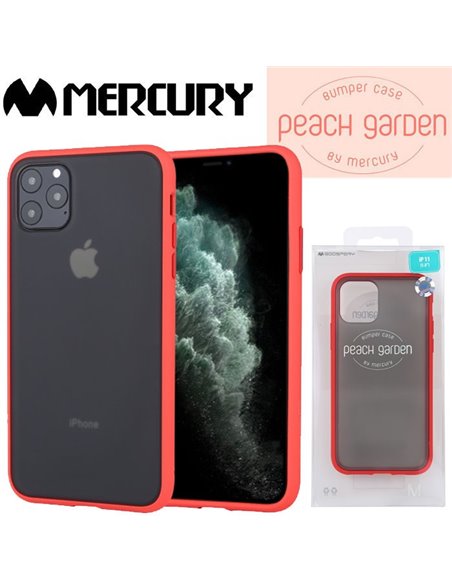 CUSTODIA per APPLE IPHONE 11 PRO CORNICE IN TPU ROSSO, PARTE POSTERIORE POLICARBONATO NERO-TRASPARENTE ALTA QUALITA' MERCURY