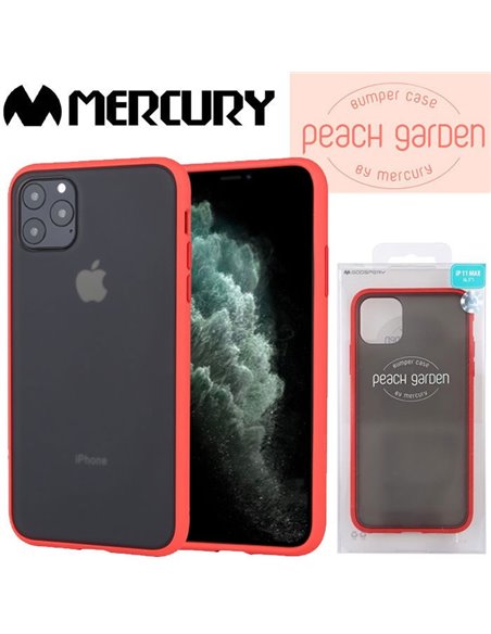 CUSTODIA per APPLE IPHONE 11 PRO MAX - CORNICE IN TPU ROSSO E PARTE POSTERIORE POLICARBONATO NERO-TRASPARENTE MERCURY