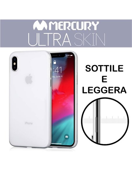 CUSTODIA per APPLE IPHONE X, IPHONE XS (5.8') BACK RIGIDA ULTRA SLIM 0,3mm COLORE BIANCO-TRASPARENTE MERCURY BLISTER