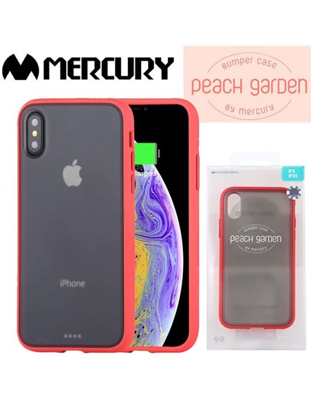 CUSTODIA per APPLE IPHONE X, XS - CORNICE IN TPU ROSSO, PARTE POSTERIORE POLICARBONATO NERO-TRASPARENTE ALTA QUALITA' MERCURY