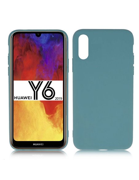 CUSTODIA per HUAWEI Y6 2019 IN GEL TPU SILICONE SLIM COLORE PETROLIO SATINATO