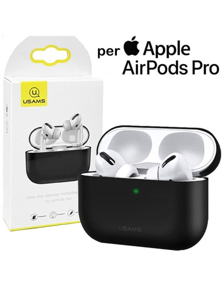 CUSTODIA IN GEL TPU SILICONE ULTRA SLIM USAMS BH569AP01 PER APPLE AIRPODS PRO NERO BLISTER - ATTENZIONE: E' FORMATA DA 2 PARTI!