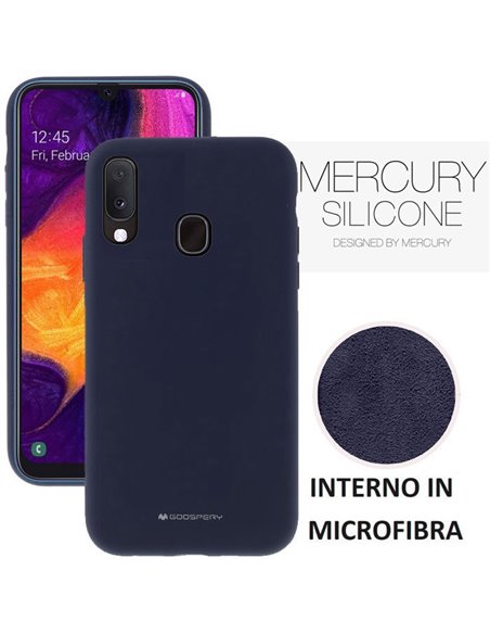 CUSTODIA per SAMSUNG GALAXY A20e (SM-A202) - IN SILICONE CON INTERNO IN MICROFIBRA COLORE BLU ALTA QUALITA' MERCURY BLISTER