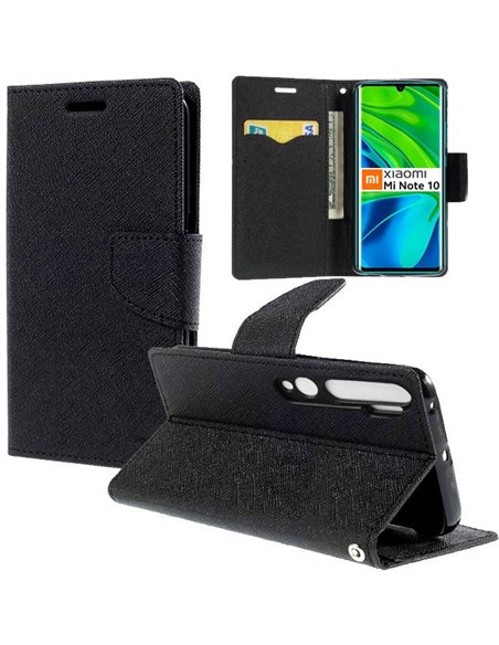 CUSTODIA per XIAOMI MI NOTE 10, MI NOTE 10 PRO, MI CC9 PRO - FLIP ORIZZONTALE CON INTERNO IN TPU E CHIUSURA MAGNETICA COLORE NER