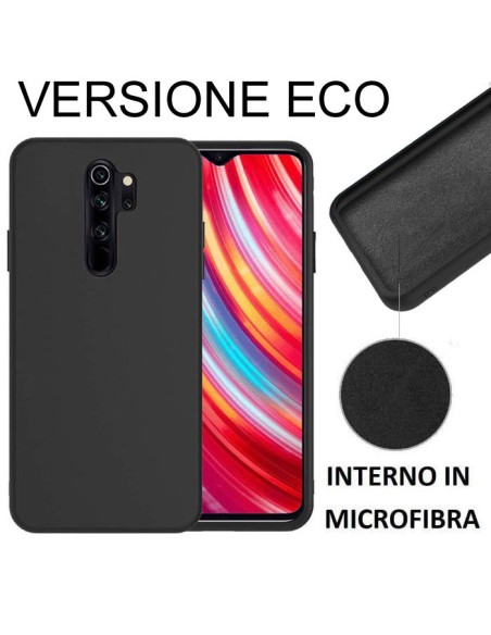 CUSTODIA per XIAOMI REDMI NOTE 8 PRO IN SILICONE CON EFFETTO SOFT TOUCH ED INTERNO IN MICROFIBRA NERO VERSIONE ECO