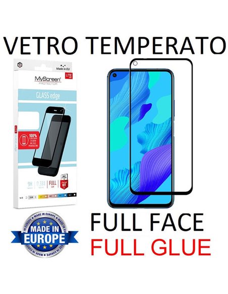 PELLICOLA per HUAWEI HONOR 20, HONOR 20 PRO, NOVA 5T - VETRO TEMPERATO FULL FACE 9H - FULL GLUE 0,33mm CON CORNICE NERA MYSCREEN