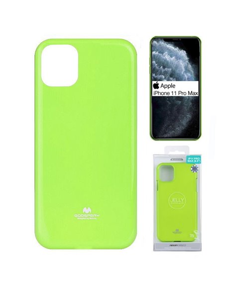 CUSTODIA per APPLE IPHONE 11 PRO MAX (6.5')  IN GEL TPU SILICONE COLORE VERDE LUCIDO CON GLITTER ALTA QUALITA' MERCURY BLISTER