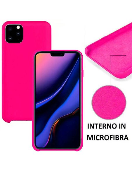 CUSTODIA per APPLE IPHONE 11 PRO MAX (6.5') IN SILICONE CON EFFETTO SOFT TOUCH ED INTERNO IN MICROFIBRA COLORE FUCSIA