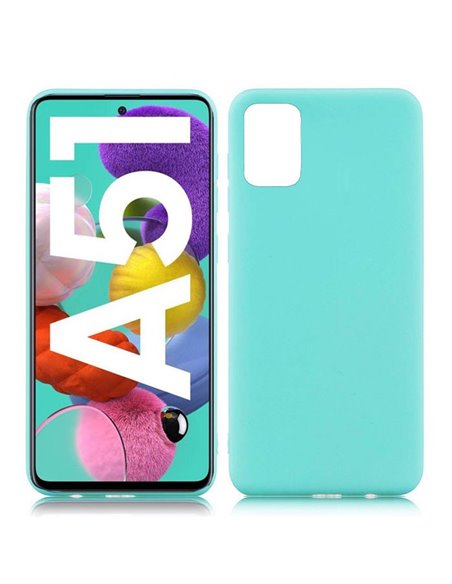 CUSTODIA per SAMSUNG GALAXY A51 (SM-A515) - IN GEL TPU SILICONE SLIM COLORE VERDE ACQUA SATINATO - ATTENZIONE..