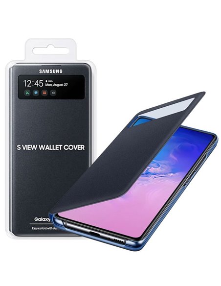 CUSTODIA ORIGINALE SAMSUNG S VIEW WALLET COVER EF-EG770PBEGEU per GALAXY S10 LITE (SM-G770), A91 CON FINESTRA ID NERO BLISTER
