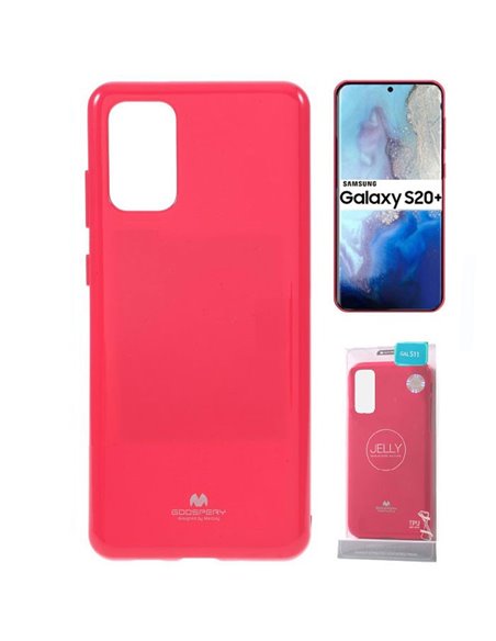 CUSTODIA per SAMSUNG GALAXY S20 PLUS (G985/G986) IN GEL TPU SILICONE FUCSIA LUCIDO CON GLITTER ALTA QUALITA' MERCURY BLISTER