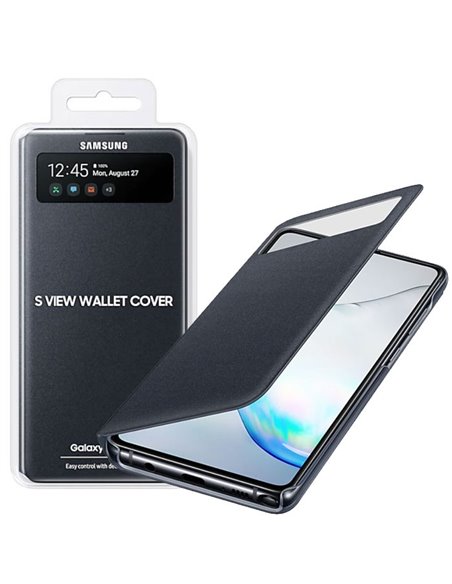 CUSTODIA ORIGINALE SAMSUNG S VIEW WALLET COVER EF-EN770PBEGEU per GALAXY NOTE 10 LITE (N770), A81 CON FINESTRA ID NERO BLISTER