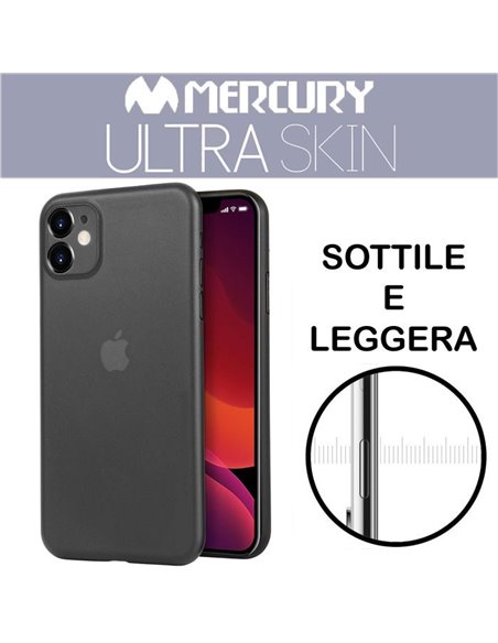 CUSTODIA per APPLE IPHONE 11 (6.1') BACK RIGIDA ULTRA SLIM 0,3mm COLORE NERO-TRASPARENTE MERCURY BLISTER