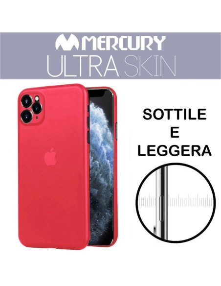 CUSTODIA per APPLE IPHONE 11 PRO MAX (6.5') BACK RIGIDA ULTRA SLIM 0,3mm COLORE ROSSO-TRASPARENTE MERCURY BLISTER