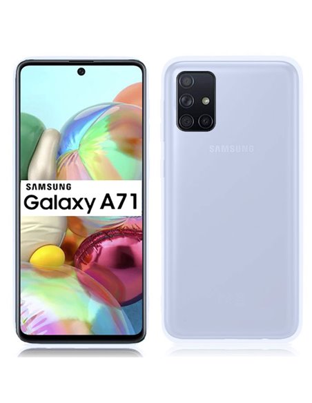 CUSTODIA per SAMSUNG GALAXY A71 (SM-A715) IN GEL TPU SILICONE SLIM COLORE BIANCO SATINATO SEMITRASPARENTE