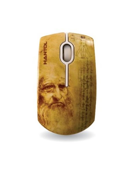 MOUSE OTTICO USB DA 800 DPI CON IMMAGINE DI LEONARDO DA VINCI HM-LEO COLORE BIANCO E BEIGE HANTOL