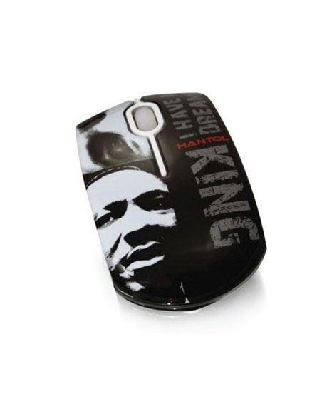 MOUSE OTTICO USB DA 800 DPI CON IMMAGINE DI MARTIN LUTHER KING HM-MLK COLORE BIANCO E NERO HANTOL