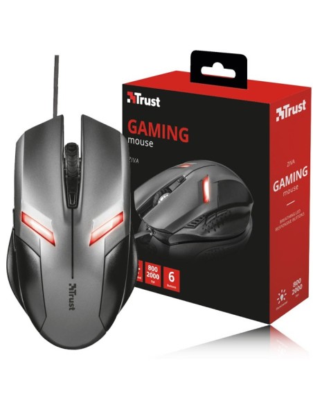 MOUSE OTTICO GAMING USB 2.0 TRUST 21512 CON RISOLUZIONE REGOLABILE DA 800 A 2000dpi, ILLUMINAZIONE A LED E 6 TASTI NERO BLISTER