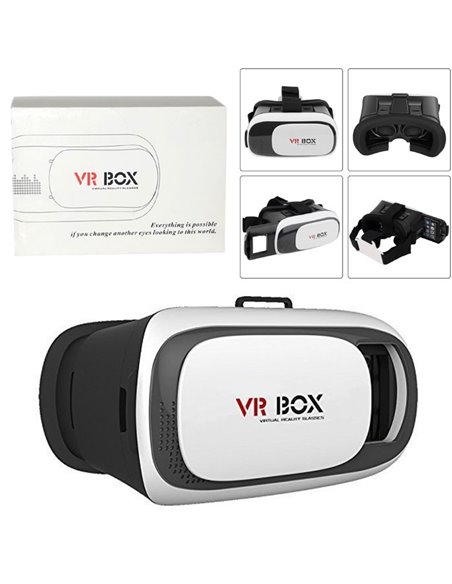 VISORE VR 3D REALTA' VIRTUALE PER DISPOTIVI DA 4' FINO A 6' POLLICI CON FASCIA REGOLABILE COLORE BIANCO E NERO BLISTER